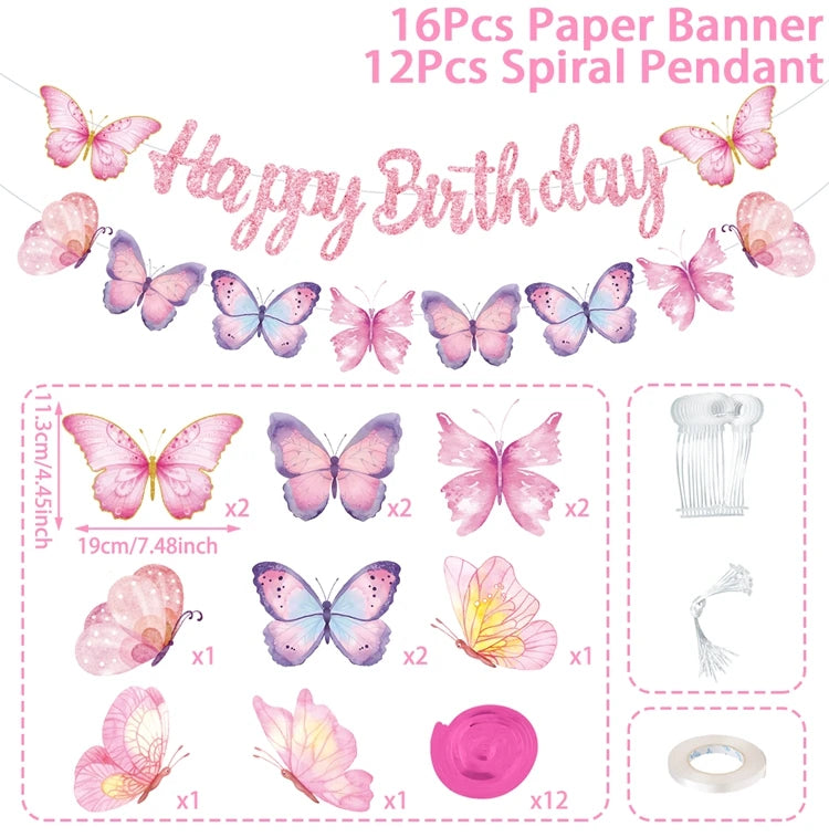 boîtes pop corn décoratives papillons rose violet doré fête anniversaire mariage baptême fille