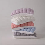 oreiller polyester coton quadrillé blanc rose gris bleu clair moderne élastique doux