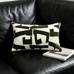 housse coussin géométrique moderne polyester coton noir blanc orange beige minimaliste contemporain ornemental 45x45cm