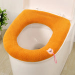 couvre siège toilette gris doux rayures élastique intégré motifs décoratifs écologique salle bain