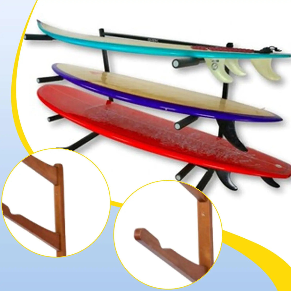 support mural planche surf bois moderne vis fixation durable organisation maison