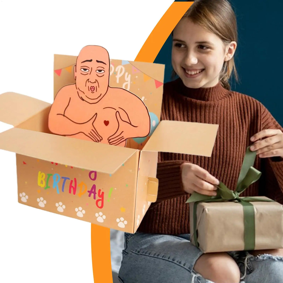 carte pop up anniversaire homme nu ballons happy birthday enveloppe ruban orange multicolore festive