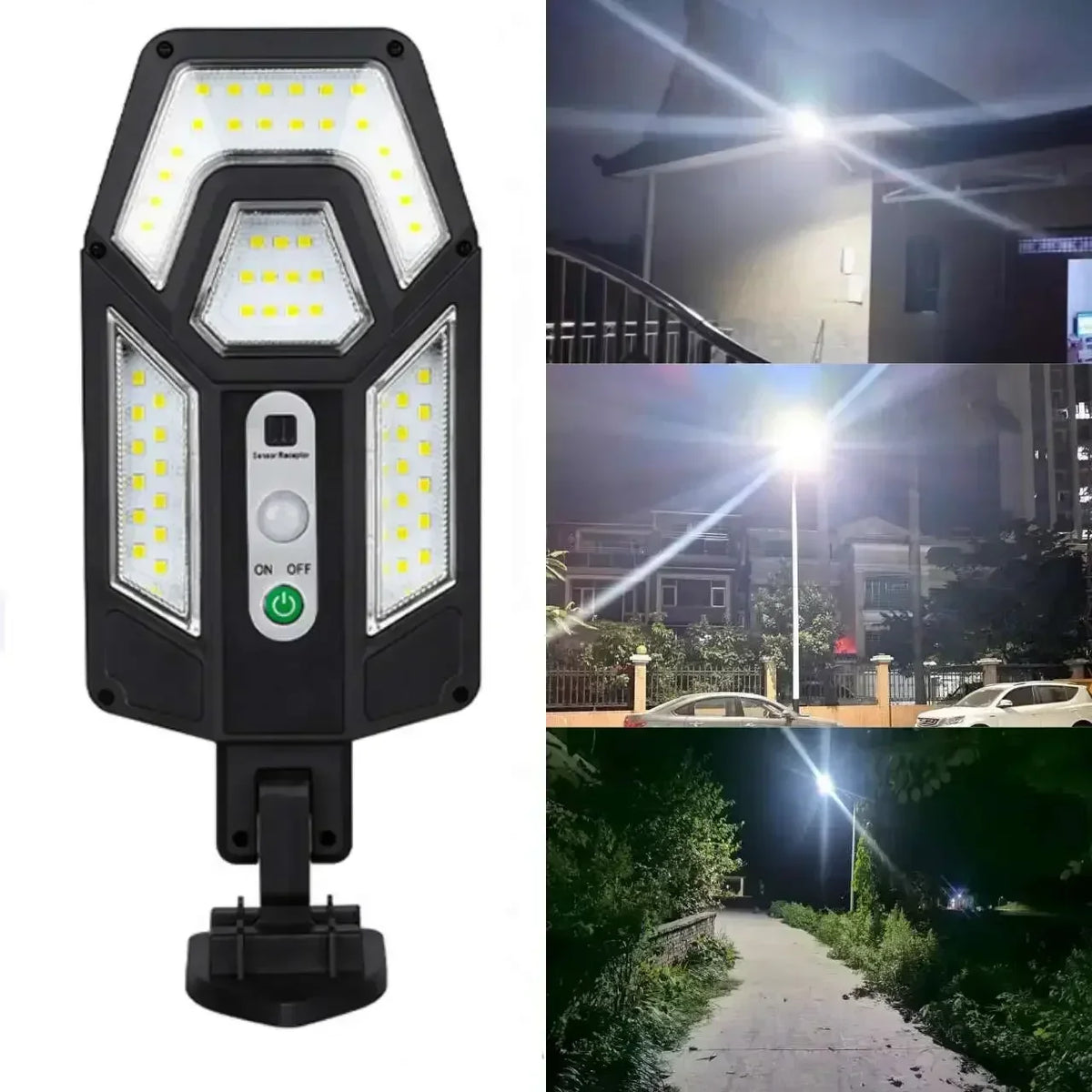 lampe solaire moderne led noir ip65 télécommande détecteur mouvementextérieur autonomie minimaliste