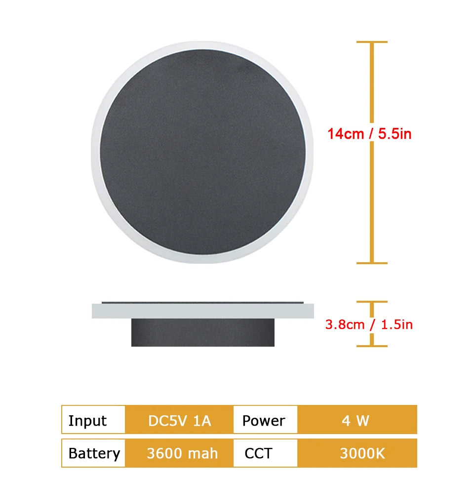 lampe murale led moderne noir blanc rechargeable adhésive câble usb charge rapide chambre cuisine