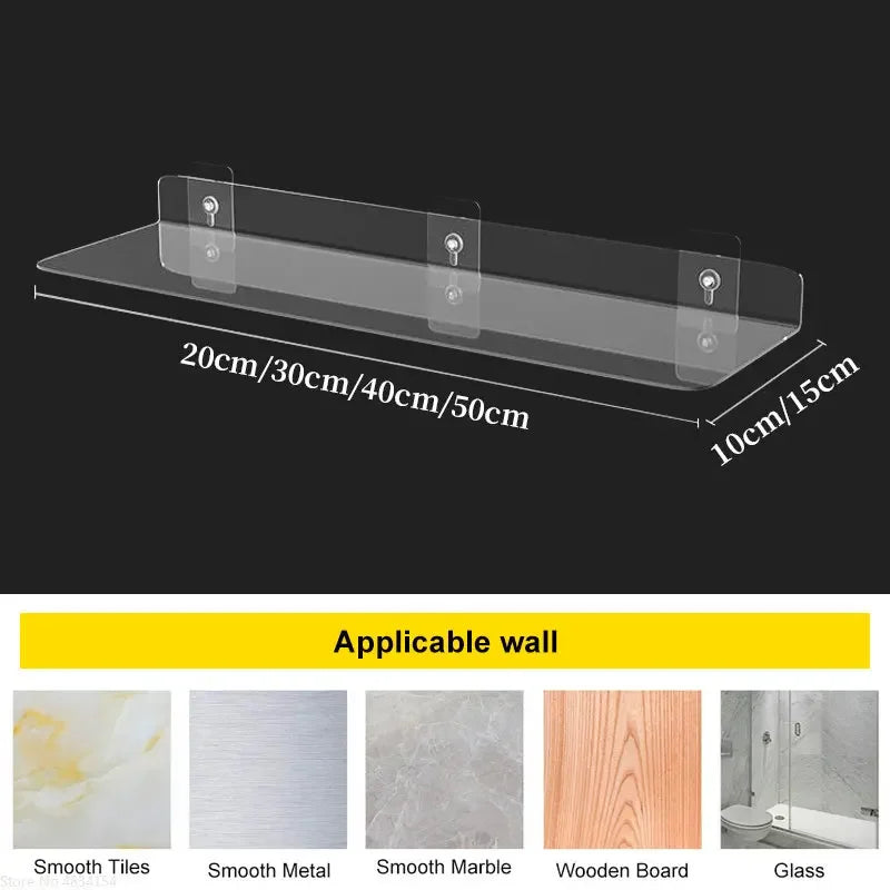 étagère murale transparente moderne adhésive 20cm 30cm 40cm 50cm 10cm 15cm salon cuisine salle