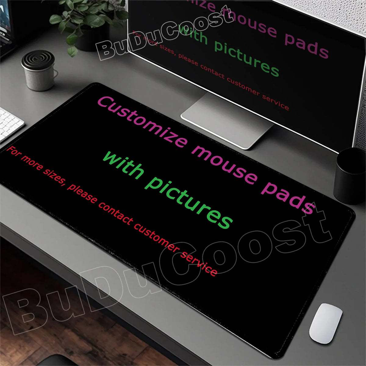 tapis souris personnalisable noir lettres colorées moderne grande taille gaming