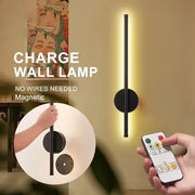 lampe murale led rechargeable sans fil moderne télécommande plaque magnétique noir minimaliste