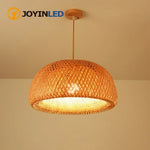 lampe suspendue moderne rustique tissage bambou naturel beige pince lampe
