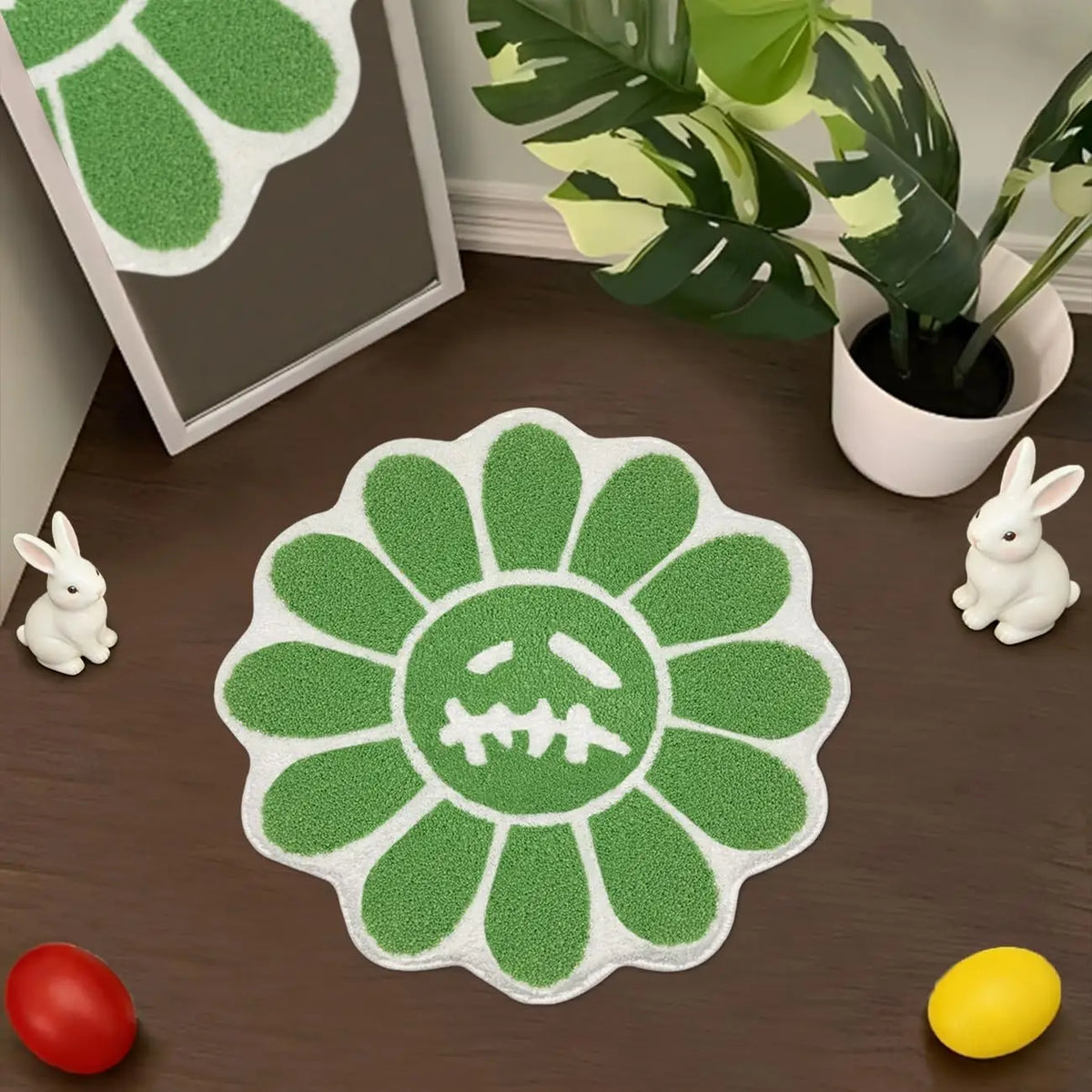 tapis sol moderne motif fleurs visage décor chambre salle bain antidérapant doux polyester