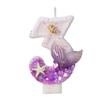 bougies anniversaire forme chiffre violet blanc doré étoile sirène mer décorative adhésive pailletée transparente