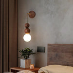 lampe murale moderne sphères bois diffuseur verre blanc éclairage quotidien scandinave fixée mur vis