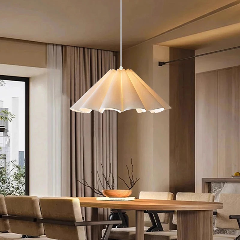 Suspension lumineuse moderne tissu plissé blanc beige minimaliste 90 260V 249 2000lm