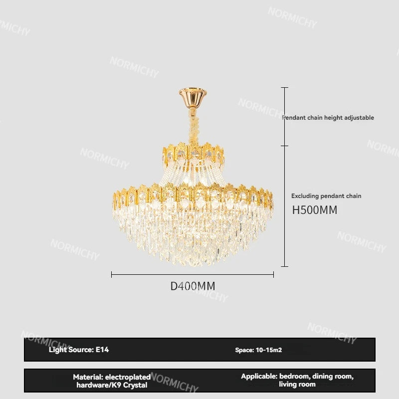 lustre cristal doré strass acier inoxydable moderne salon haute luminosité led