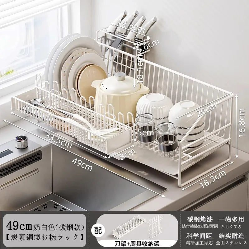 égouttoir vaisselle acier inoxydable moderne assiettes tasses cuillères couverts support cuisine respectueux environnement multifonctionnel
