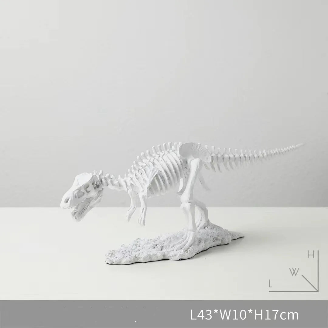 squelette dinosaure résine décor maison salle gris marron clair os roche tringle noire réaliste