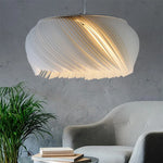 suspension lumineuse moderne plissée blanc doré salon chambre coucher