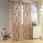 rideaux tulle feuilles tropicales bleu vert blanc modernes translucides anneaux chambre salon