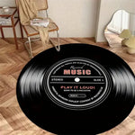tapis rond noir vintage disques vinyle antidérapant salon chambre voyage prièreextérieur camping