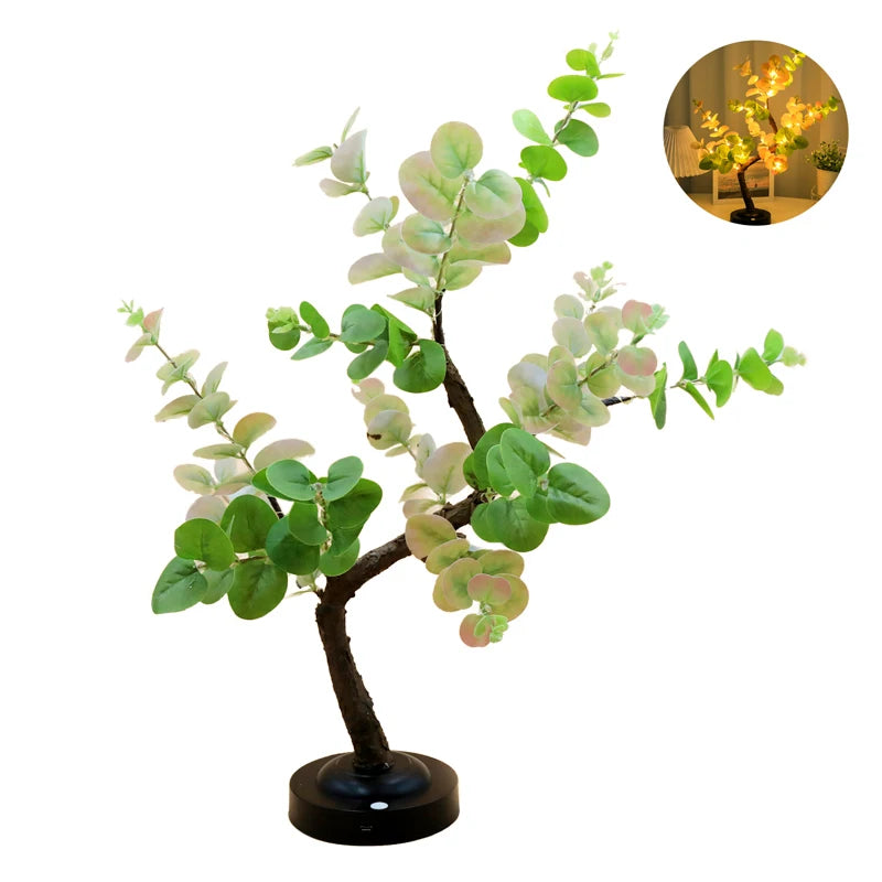 lampe led arbre bonsaï feuilles texturées branches réglables décoration intérieureextérieur