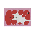 L'image montre un motif de formes rouges organiques sur un fond rose pâle, avec le texte "Have a good day!" affiché au centre.