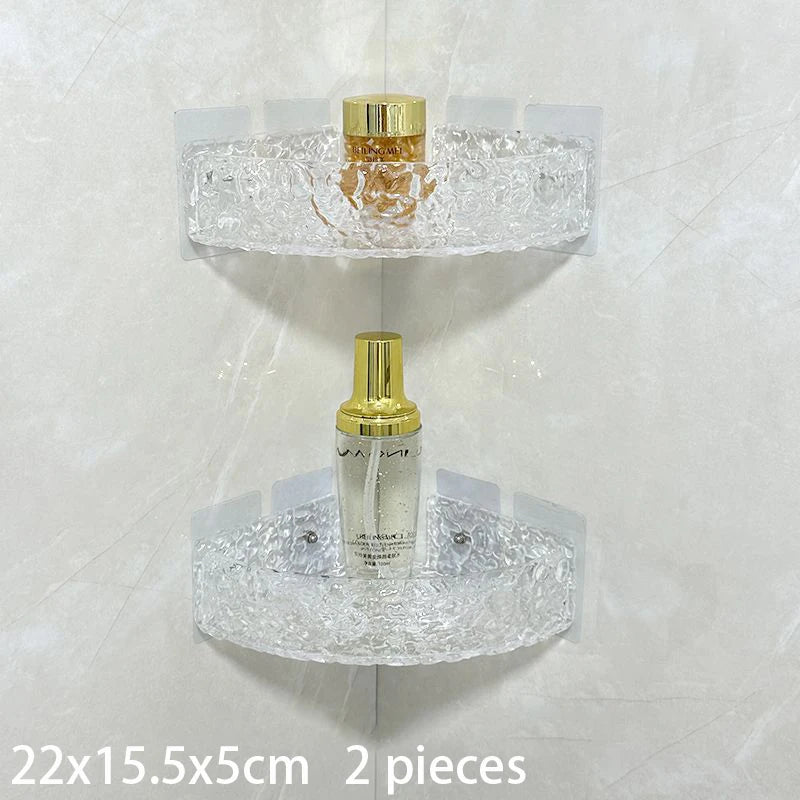 étagères salle bain transparentes texturées modernes clips fixation réutilisables acrylique