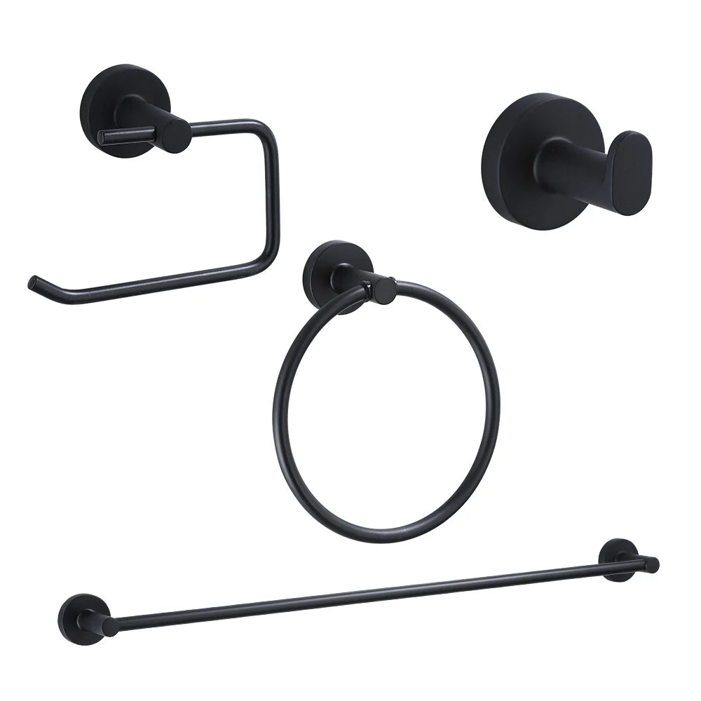 accessoires salle bain noir porte serviettes barre ring vis classiques modernes