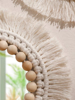 miroir boho macramé franges chambre salon décoration murale artisanale blanc beige