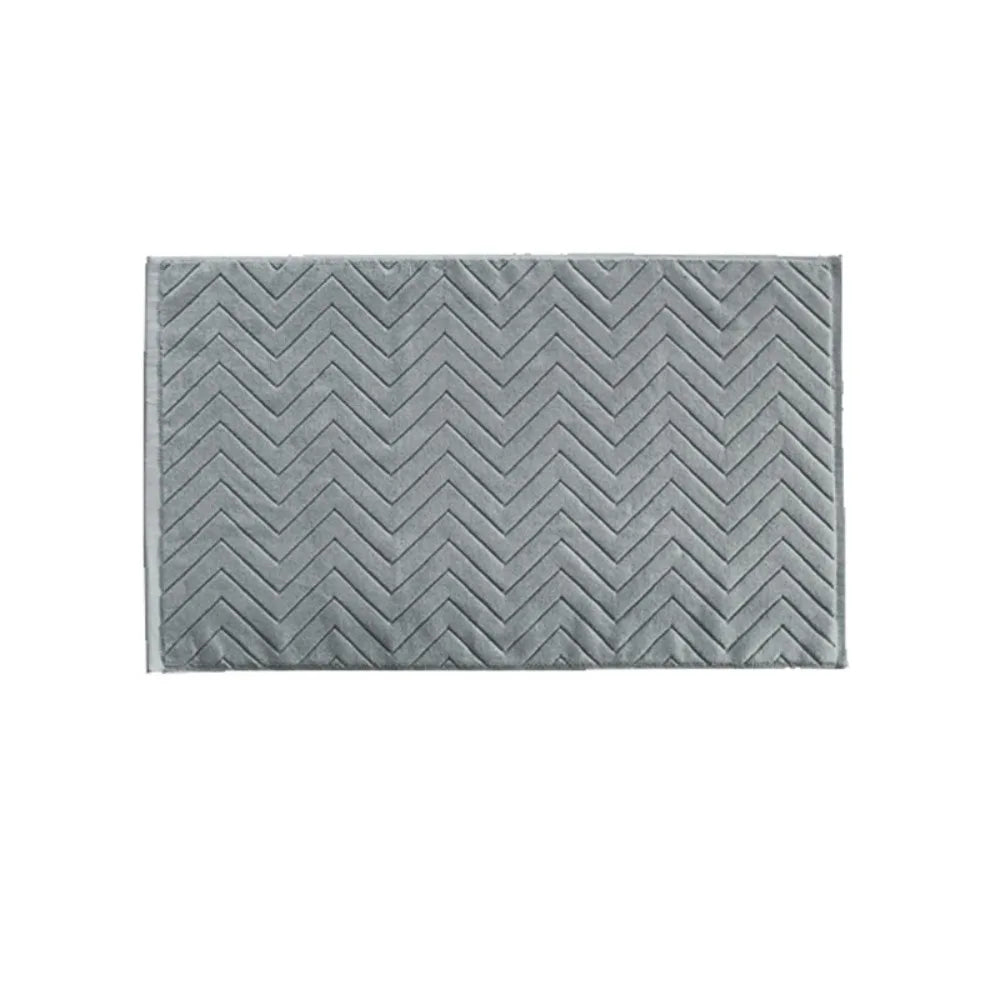 tapis bain coton antidérapant zigzag gris blanc vert moderne 40x60cm