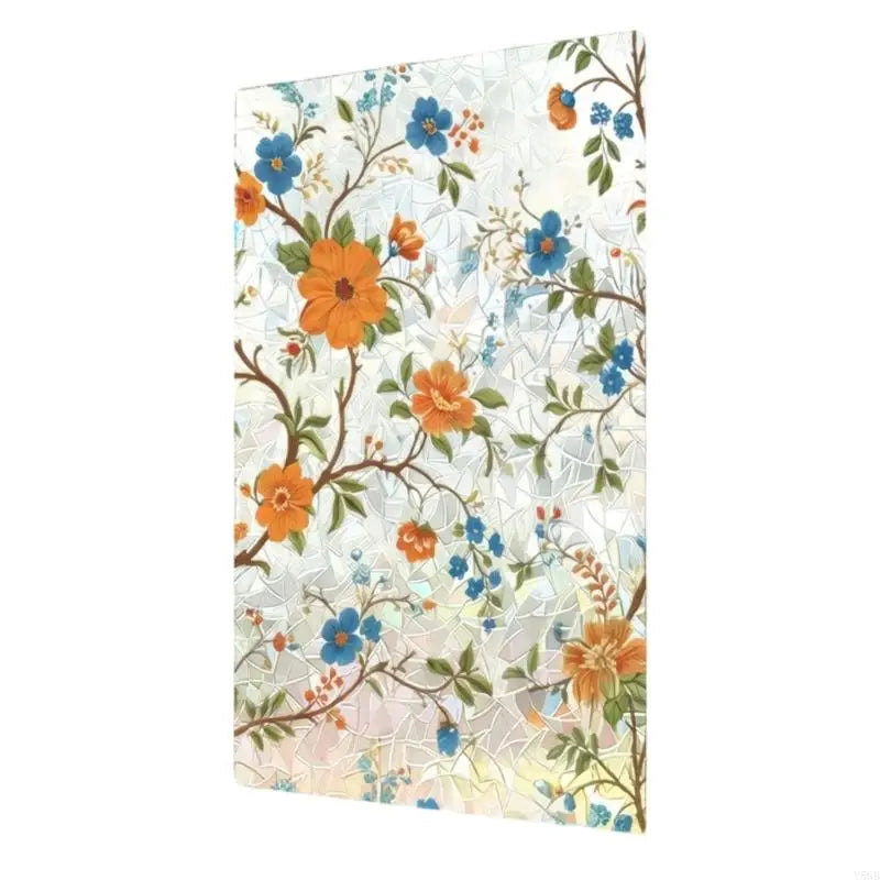 film décoratif fenêtre fleurs feuilles papillons moderne vert blanc jaune marron opacité adhésif