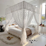 rideau lit blanc dentelle florale transparent classique maison adultes polyester coton unisexe