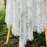 nappe table blanche semi transparente broderie florale vintage romantique polyester lavable machine rectangle personnalisable