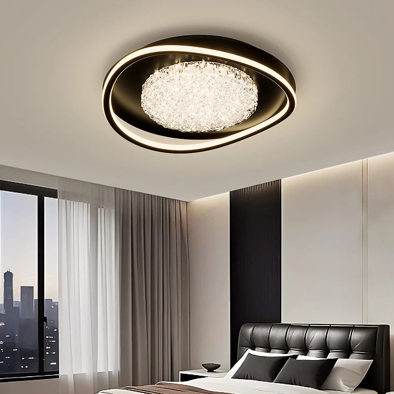plafonnier moderne blanc doré cristaux effet glace craquelée éclairage led facile haute qualité