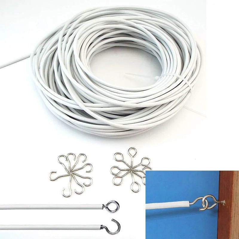 câble flexible blanc moderne crochets métalliques salon caravanes bateaux accessoires tringle 5m 1m 2m