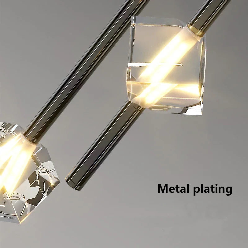 suspension lumineuse moderne motif géométrique noir acier inoxydable led 6000k 4000k 3000k