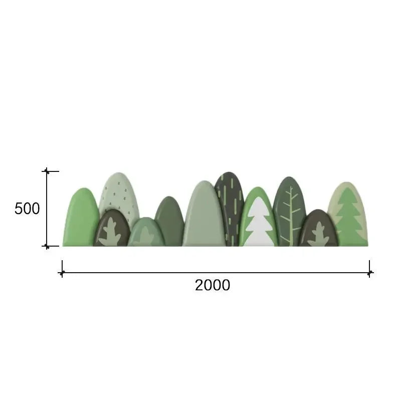 tête lit moderne motif feuilles verte gris chambre enfant décoration bois acajou ornemental intérieur