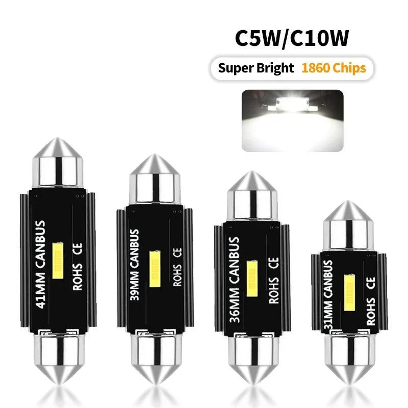 ampoules led 41mm 39mm 36mm 31mm noir argenté modernes 12v 1860 15smd opaques intérieures