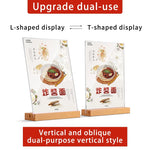 support carte table acrylique transparent base bois clips restaurant