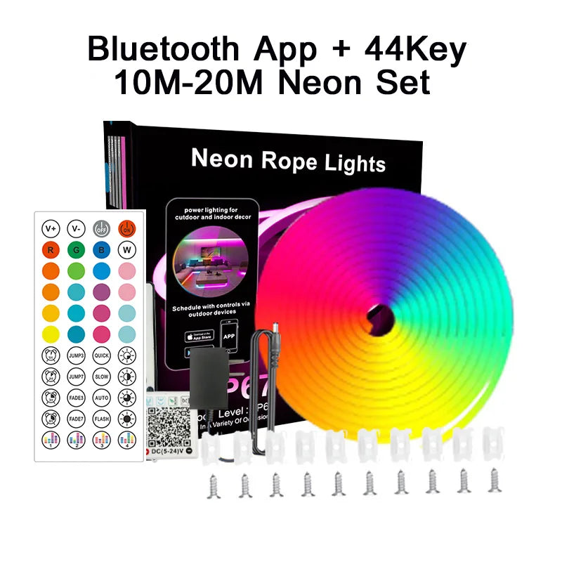 ruban led néon multicolore rayures horizontales moderne 24v rgb 10m 20m 30m télécommande bluetooth