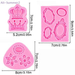 moules gâteau silicone rose doré motifs floraux couronnes cercles vintage baroque respectueux environnement