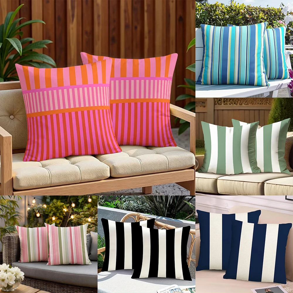 lot housses coussin carrées rayures horizontales modernes canapé décoration intérieur salon