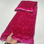 écharpe élégante dentelle velours rouge paillettes broderie trois dimensions mariage