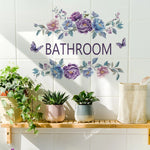 autocollant mural fleurs papillons art floral violet bleu rose vert pvc adhésif salon chambre