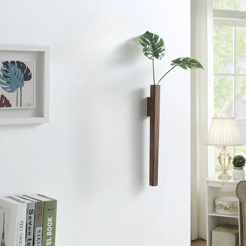 vases muraux bois naturel minimaliste modernes japonais fleurs plantes fixation murale