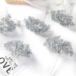 bouquets artificiels naturels vintage extérieurs branches accrochées fleurs boutons vert doré argenté rose six