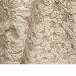 tissu polyester brocart fleurs relief bleu marine rose clair beige gris rouge jaune doré