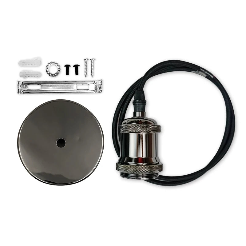 lampe suspendue rétro or bronze vert argent rouge noir e27 métal brillant texture brossée