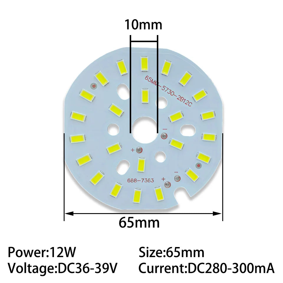 plaque led 12w blanc chaud 3000k 55mm 65mm 85mm 100mm moderne
