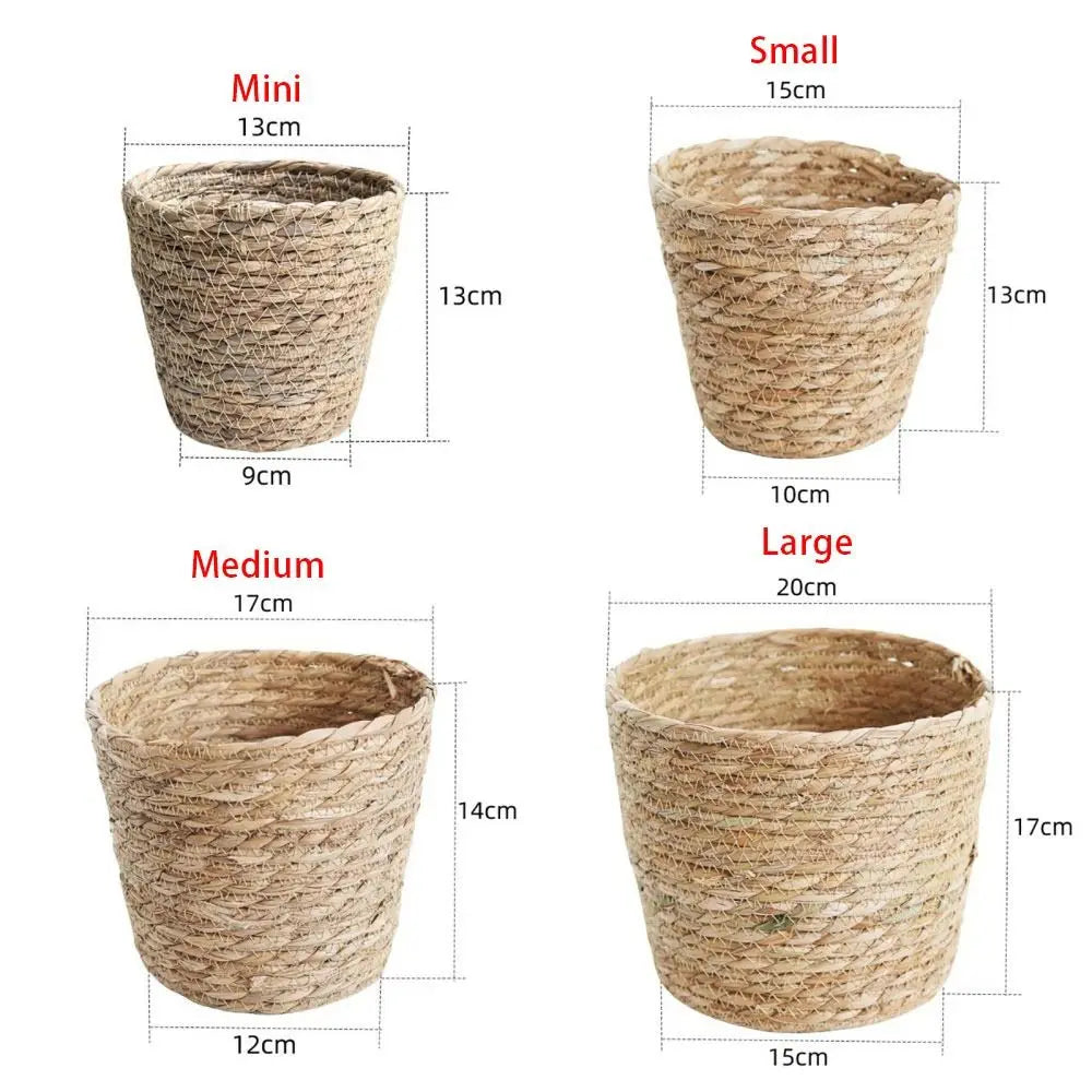 pot fleurs tissé fibres naturelles rustique boho chic rangement extérieur mini small medium large
