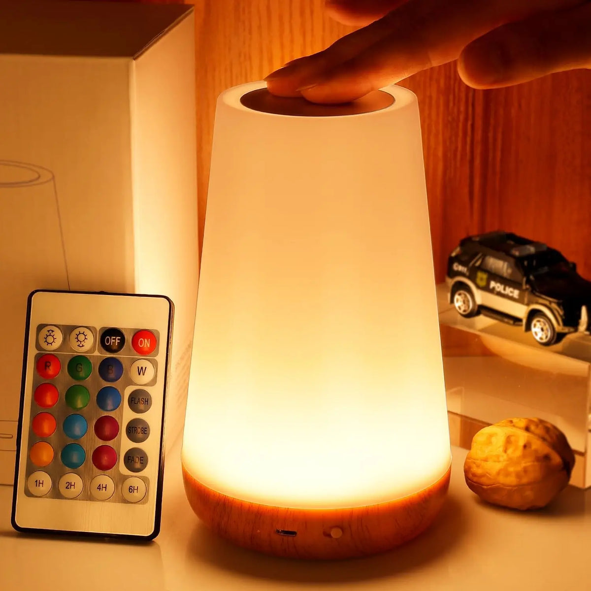 veilleuse nocturne couleur télécommande led intensité variable recharge usb livres lit table chambre enfants