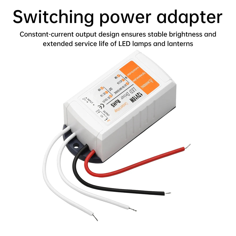 transformateur led 12v alimentation 18w 28w 48w blanc bleu adhésif câbles noirs blancs moderne